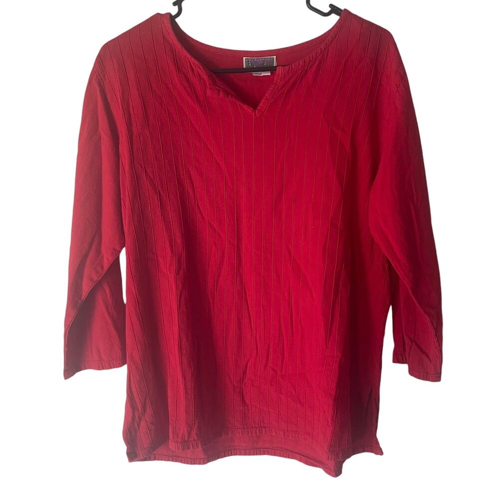 Eucalyptus Women's‎ Size Small Red Cotton 3/4 Sleeve Hippie Boho Blouse